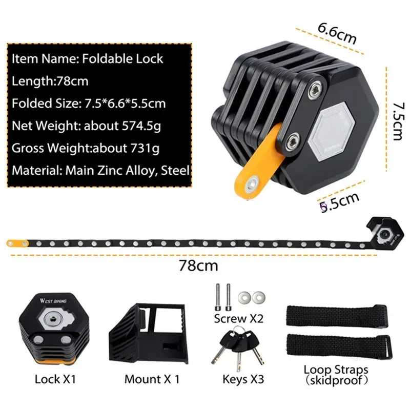 Opvouwbaar Fietsslot - SecureFlex - Compact Ontwerp - Lichtgewicht Duurzaamheid