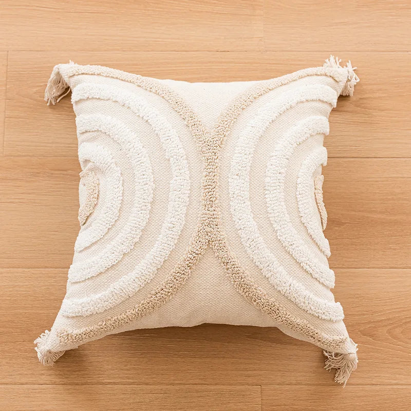 Boho Kussenhoes - Tazzura - Zachte Katoenen Stof - Decoratief Kwastjesontwerp