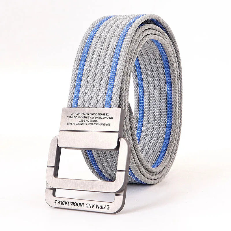 Canvas Riem - FlexiBelt - Dubbele Metalen Gesp - Gestreept Ontwerp