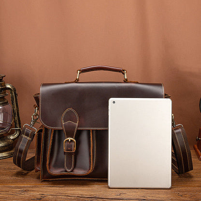 Leren Schoudertas - ToughFlex - Vintage Stijl - Premium Koeienhuid