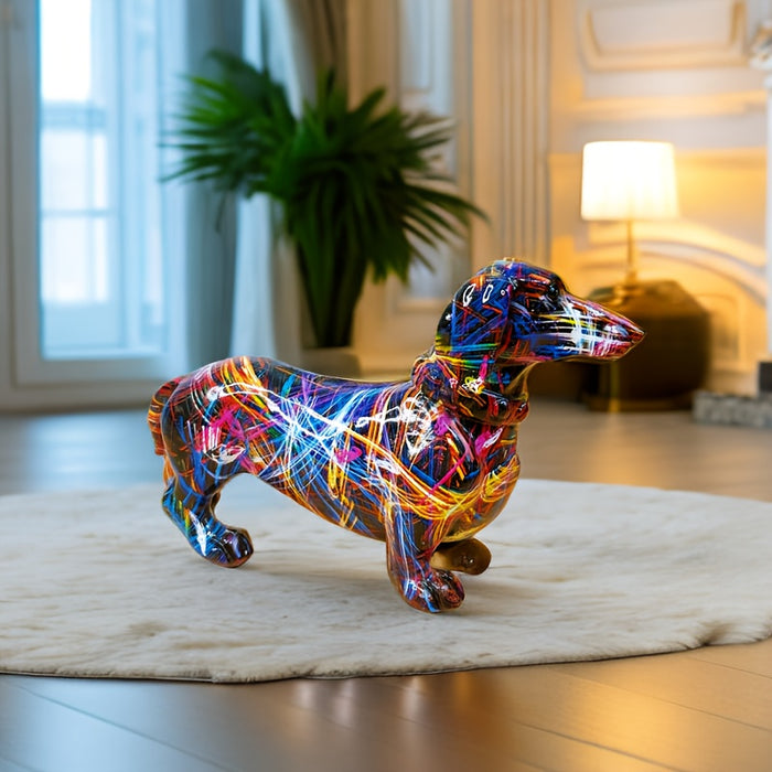 Honden Beeld Decor - Barkleo - Kleurrijke Teckel Ornament - Speelse Sfeer in Huis