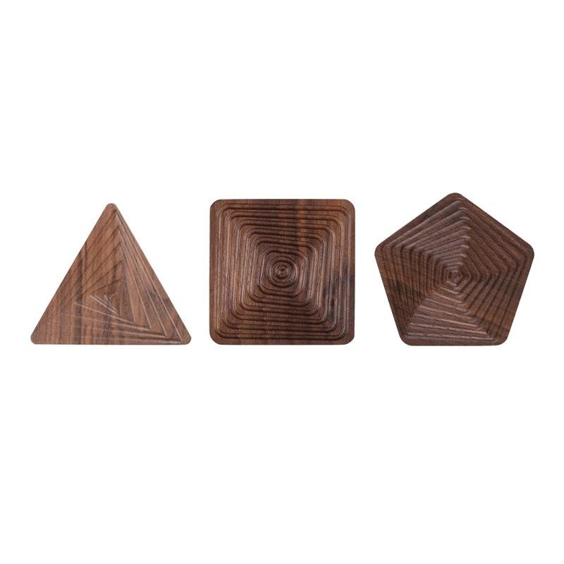 Houten Onderzetters - WoodCraft - Premium Walnoot - Unieke Vormen