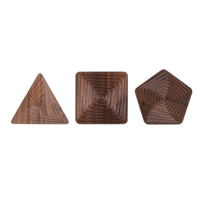 Houten Onderzetters - WoodCraft - Premium Walnoot - Unieke Vormen