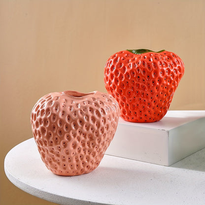 Keramische Vaas Set - FruitCraft - Aardbei Design - Elegante Woondecoratie