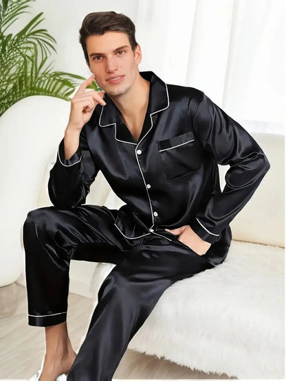 Heren Pyjama Set - LuxeSleep - Satijnen Stof - Comfortabele Pasvorm