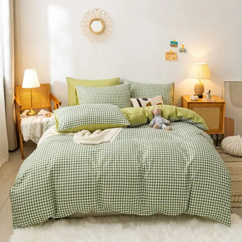 Beddengoed Set - CozyNest - Ruitjespatroon - Zachte Comfort
