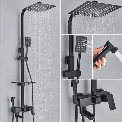 Doucheset - AquaFlow - Messing Mengkraan - Regen Douche Set