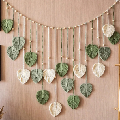 Boho Wanddecoratie - LeafyArt - Macramee Decor - Veer Tapestry