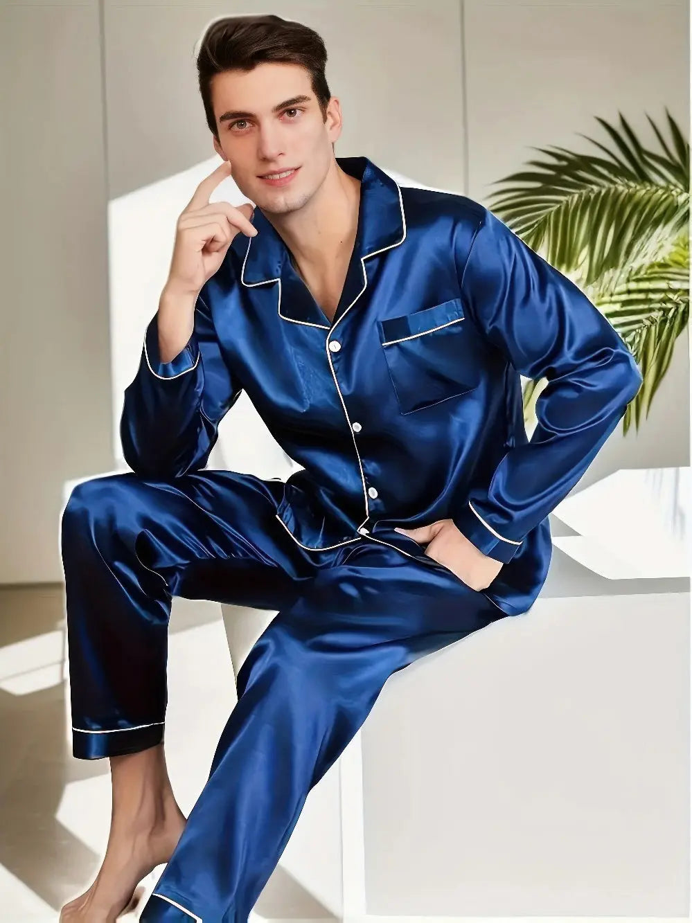 Heren Pyjama Set - LuxeSleep - Satijnen Stof - Comfortabele Pasvorm