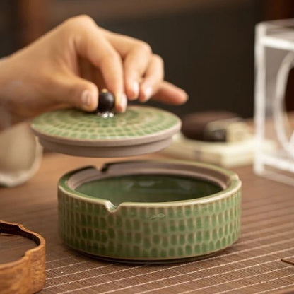 Asbak - RetroVault - Handgemaakt Design - Keramiek met Deksel