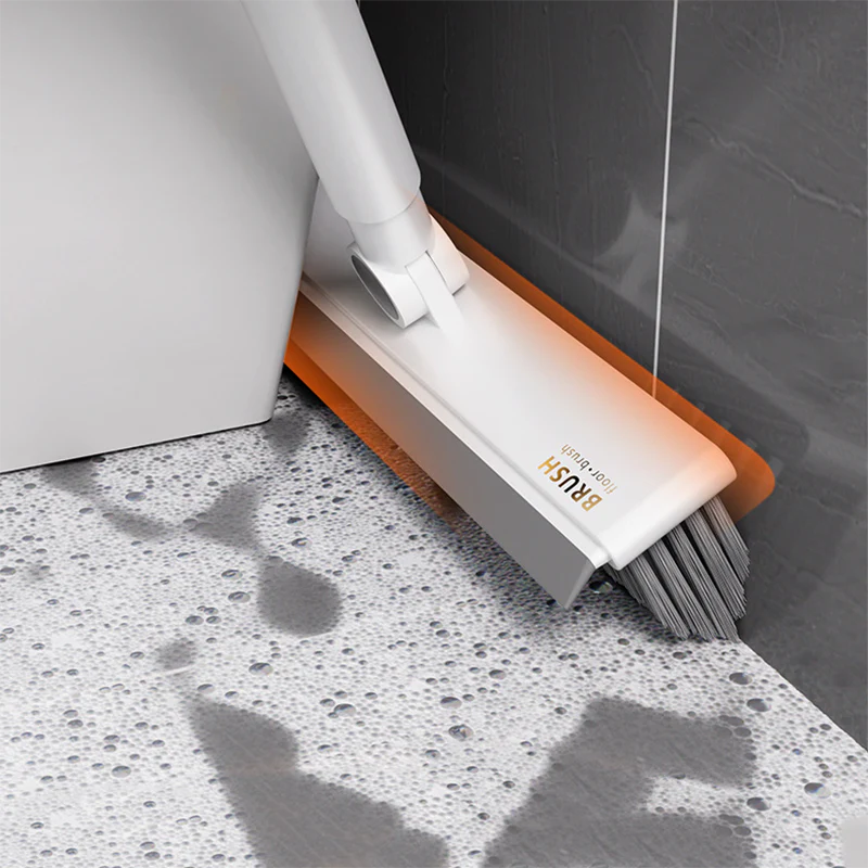 2-in-1 Badkamerborstel - CleanPro - Siliconen Schraper - Lange Handgreep Trekker