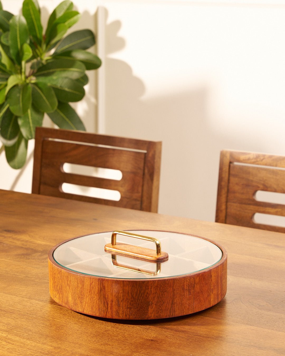 Serveerplateau - BambooSpin - 9 Vakken - Draaidekseldesign