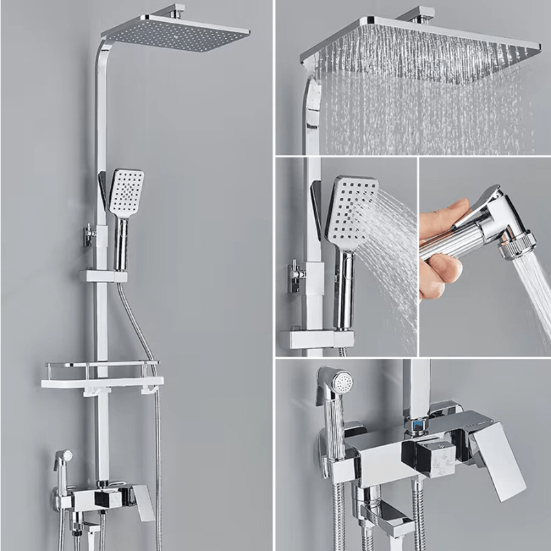 Doucheset - AquaFlow - Messing Mengkraan - Regen Douche Set