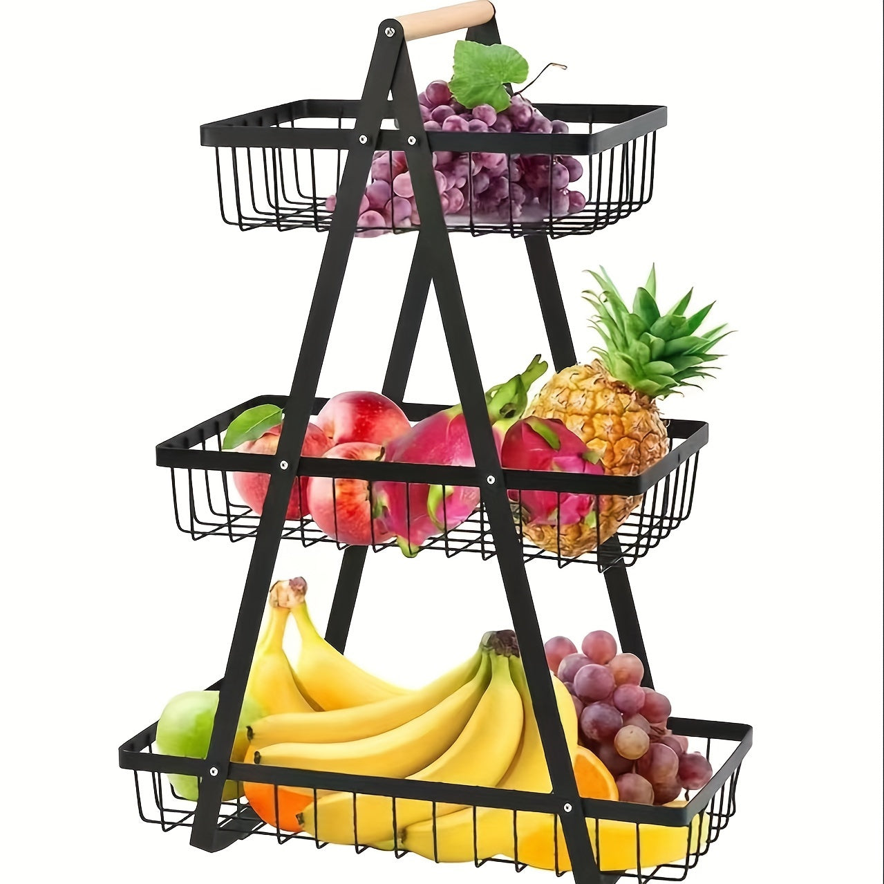 Fruit- en Groentemand - Harvest - Metalen Design - Houten Handvat