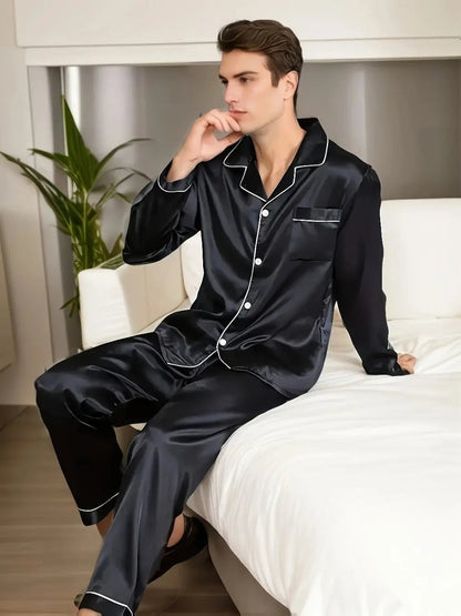 Heren Pyjama Set - LuxeSleep - Satijnen Stof - Comfortabele Pasvorm