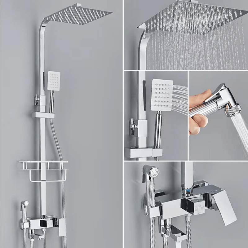 Doucheset - AquaFlow - Messing Mengkraan - Regen Douche Set