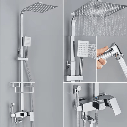 Doucheset - AquaFlow - Messing Mengkraan - Regen Douche Set