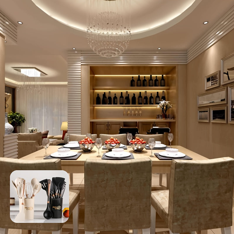 Keukengerei Set - EasyCook - Anti-aanbak Siliconen - Lichte Houten Handvatten