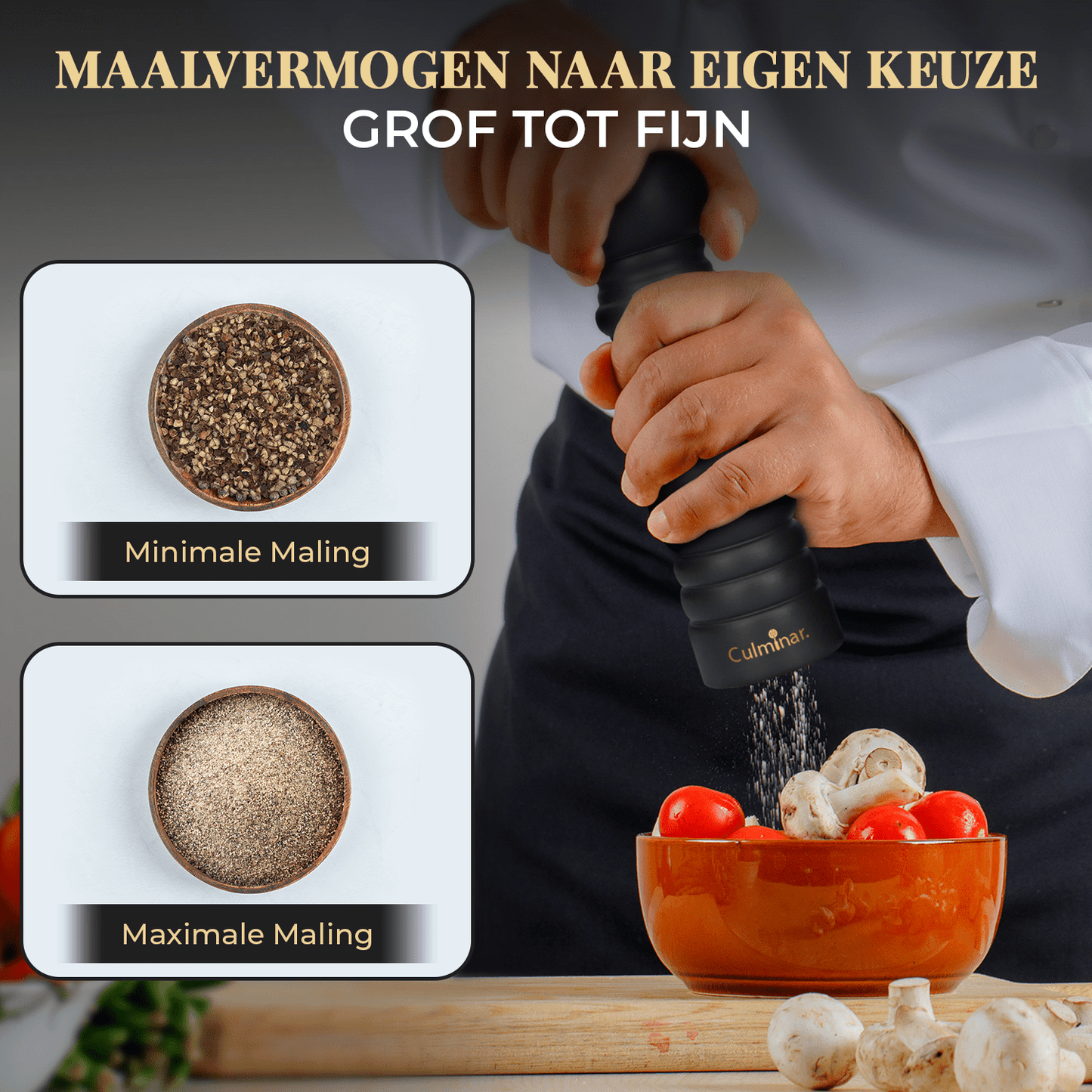 Peper- en Zoutmolen Set - GrindMaster - Precisie Malen - Verstelbare Instellingen