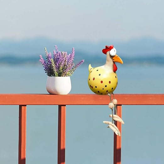 Kippen Tuinbeeld - CluckDecor - Grappig Ontwerp - Houten Paal Decoratie
