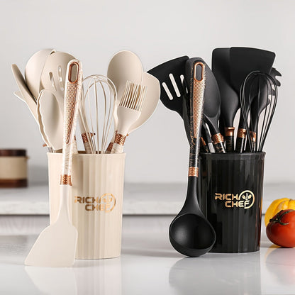 Keukengerei Set - EasyCook - Anti-aanbak Siliconen - Lichte Houten Handvatten