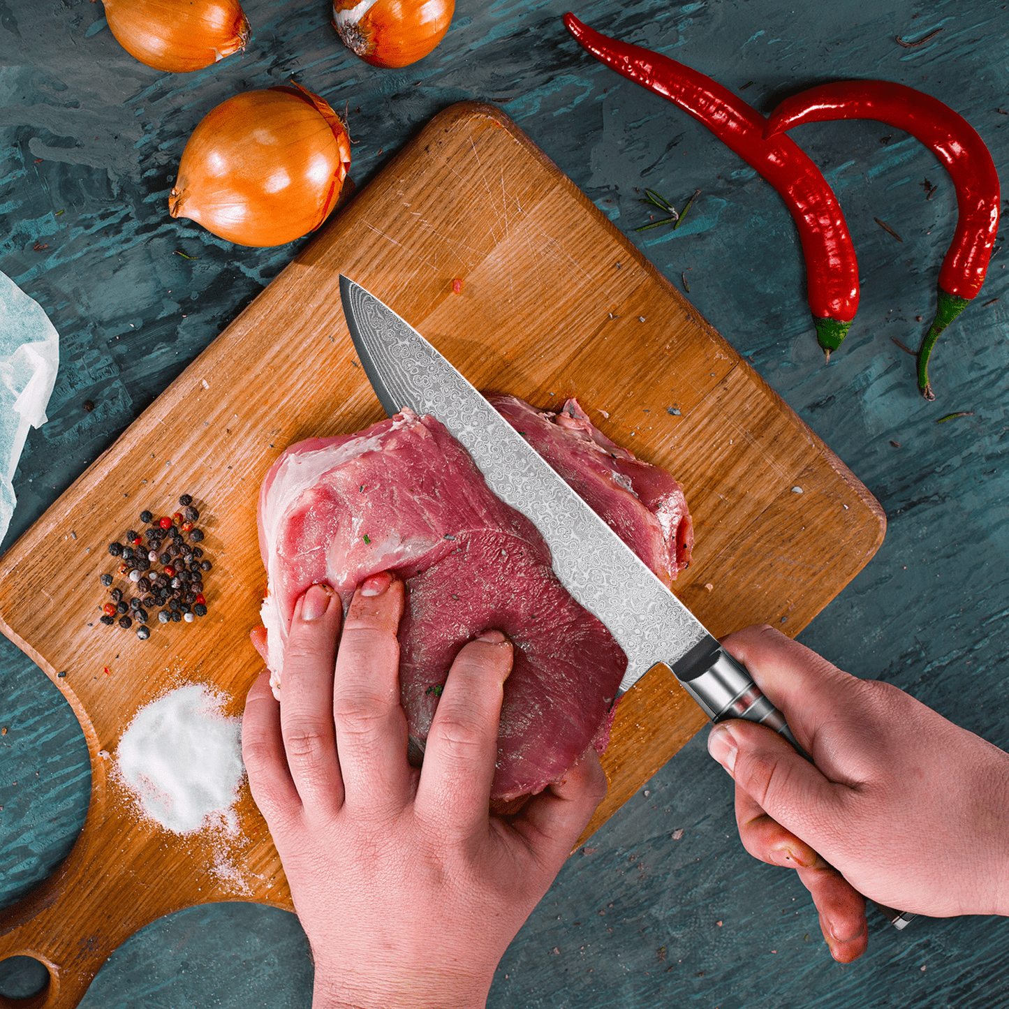 Koksmes - BladeMaster - Damascusstaal - Ergonomisch Handvat