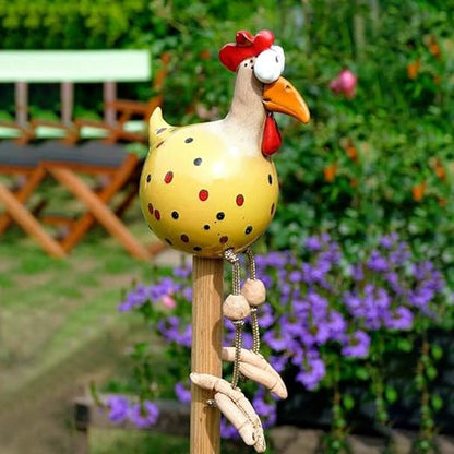 Kippen Tuinbeeld - CluckDecor - Grappig Ontwerp - Houten Paal Decoratie