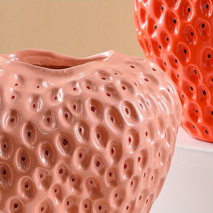 Keramische Vaas Set - FruitCraft - Aardbei Design - Elegante Woondecoratie