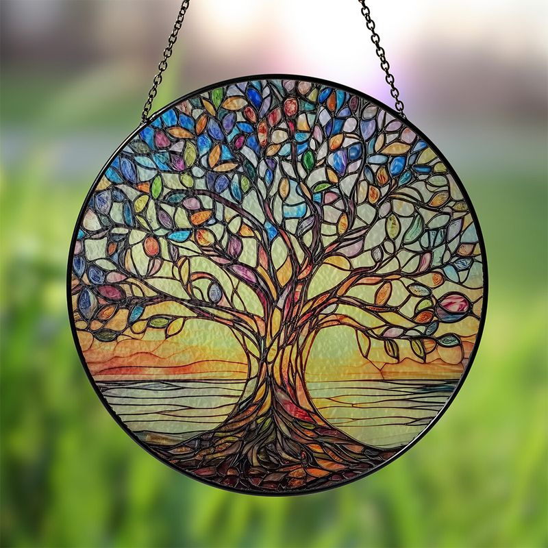 Zonnescherm - GlowTree - Gekleurd Glas - Raamdecoratie