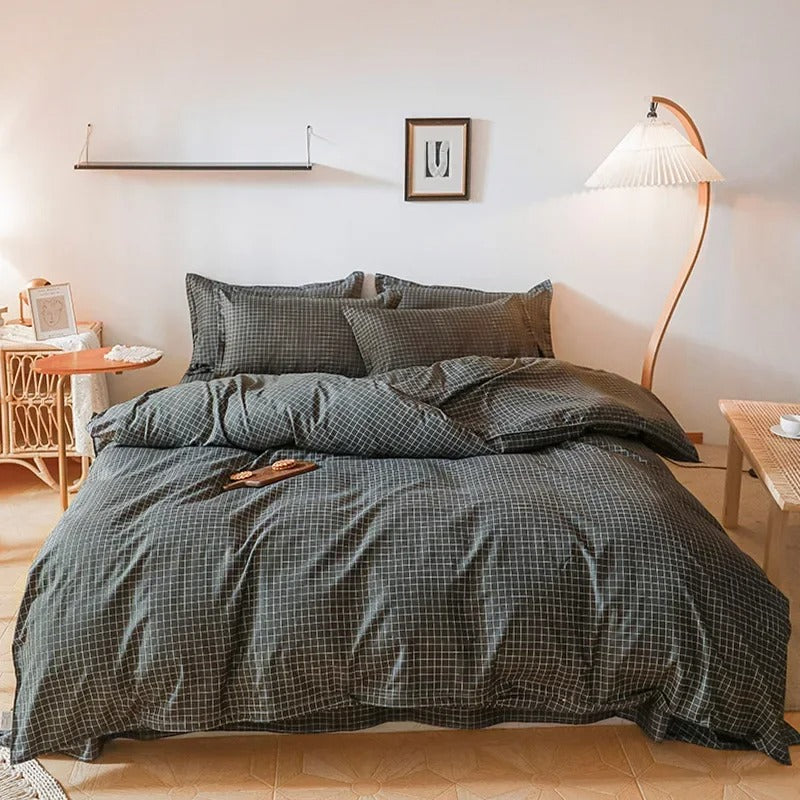 Beddengoed Set - CozyNest - Ruitjespatroon - Zachte Comfort