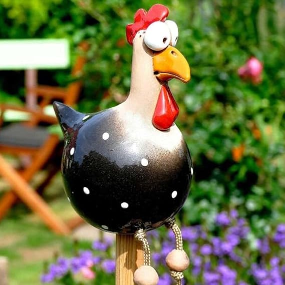 Kippen Tuinbeeld - CluckDecor - Grappig Ontwerp - Houten Paal Decoratie