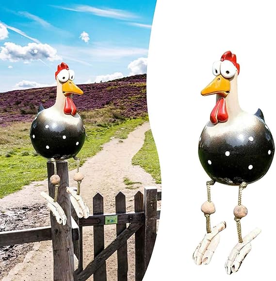 Kippen Tuinbeeld - CluckDecor - Grappig Ontwerp - Houten Paal Decoratie