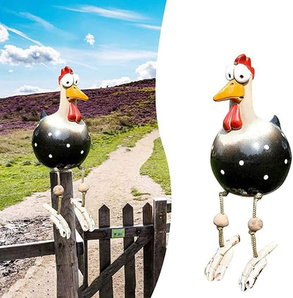 Kippen Tuinbeeld - CluckDecor - Grappig Ontwerp - Houten Paal Decoratie