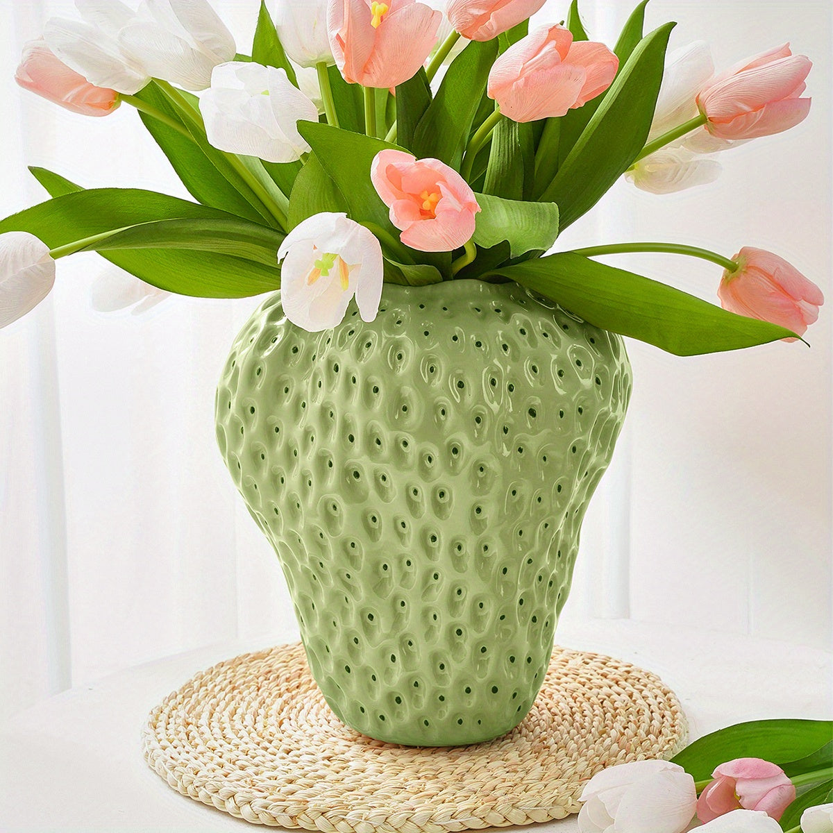 Keramische Vaas Set - FruitCraft - Aardbei Design - Elegante Woondecoratie