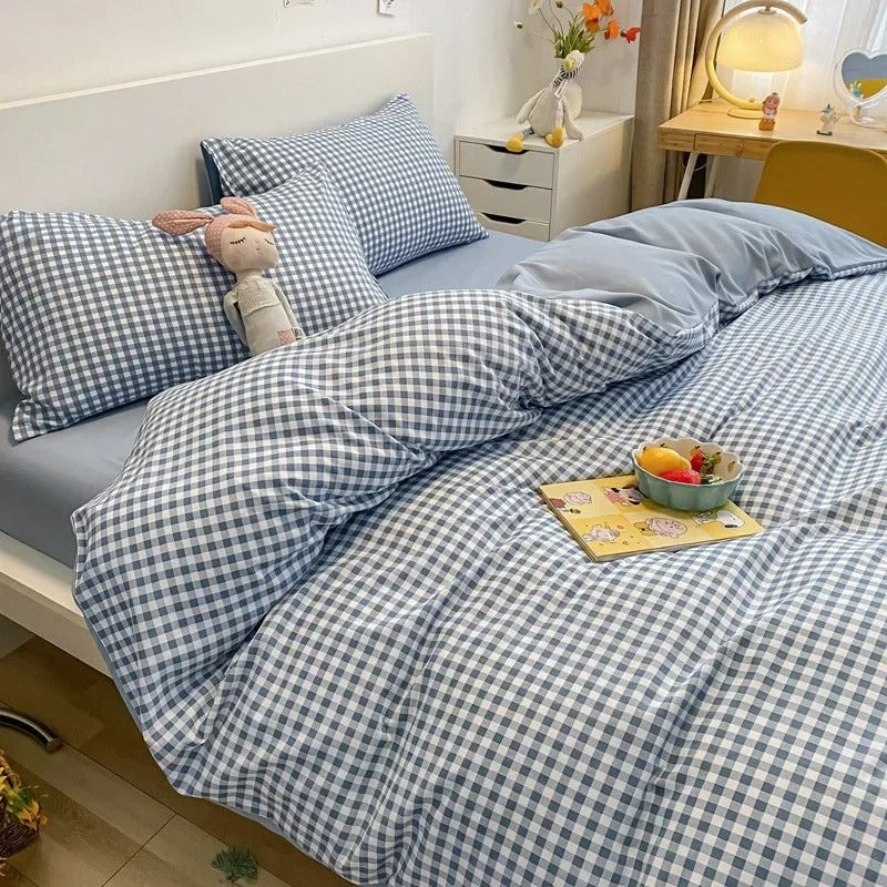 Beddengoed Set - CozyNest - Ruitjespatroon - Zachte Comfort