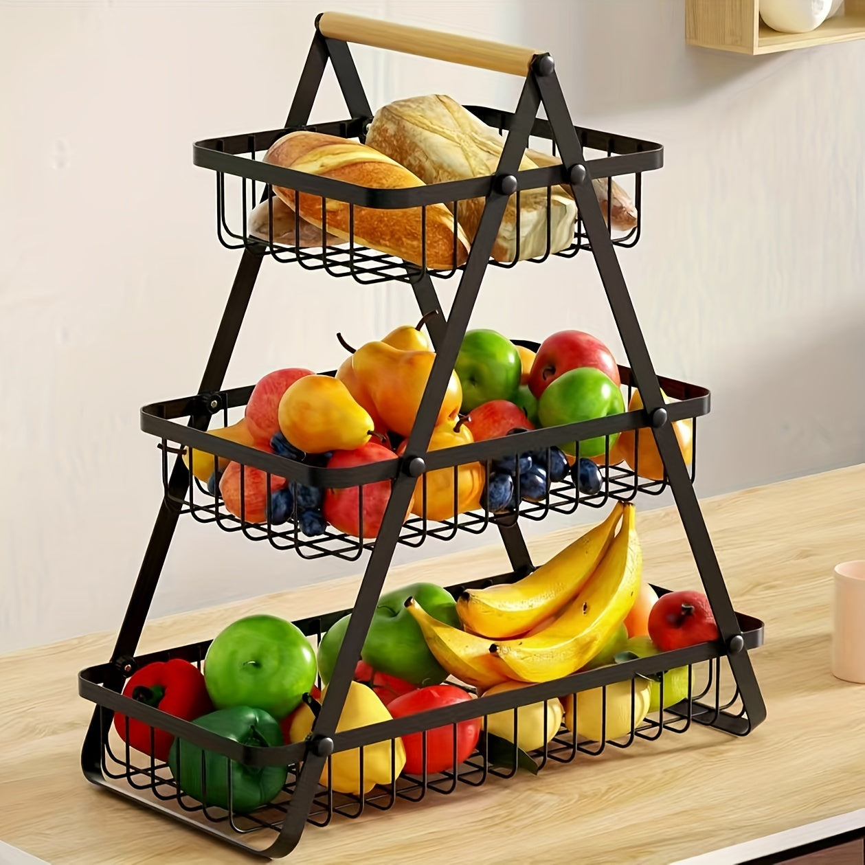 Fruit- en Groentemand - Harvest - Metalen Design - Houten Handvat