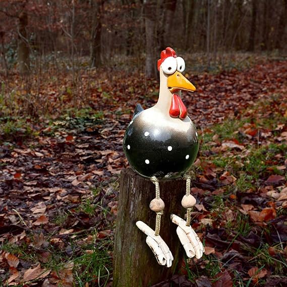 Kippen Tuinbeeld - CluckDecor - Grappig Ontwerp - Houten Paal Decoratie