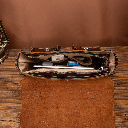 Leren Schoudertas - ToughFlex - Vintage Stijl - Premium Koeienhuid