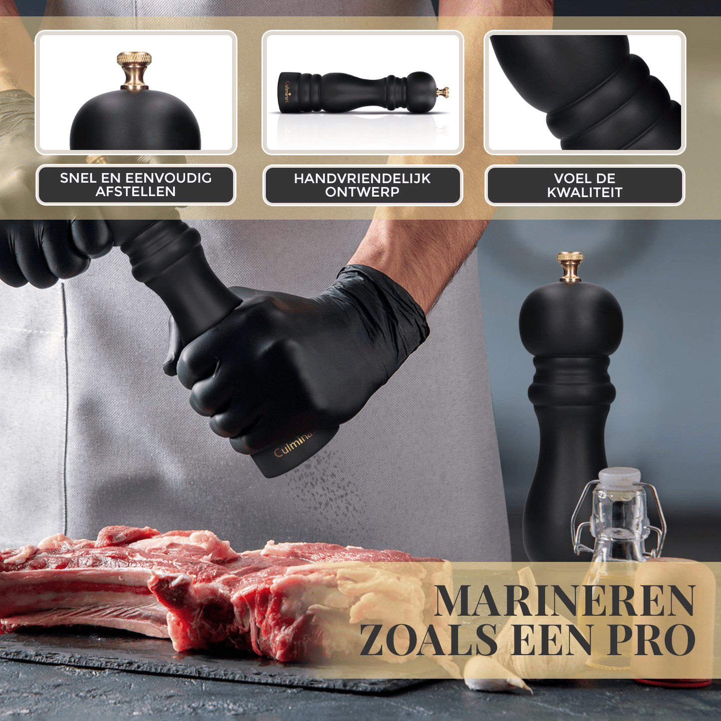 Peper- en Zoutmolen Set - GrindMaster - Precisie Malen - Verstelbare Instellingen