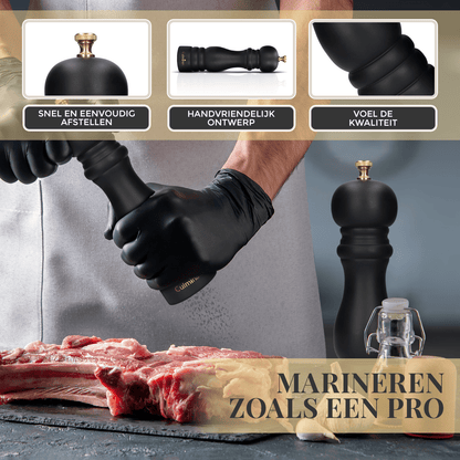 Peper- en Zoutmolen Set - GrindMaster - Precisie Malen - Verstelbare Instellingen