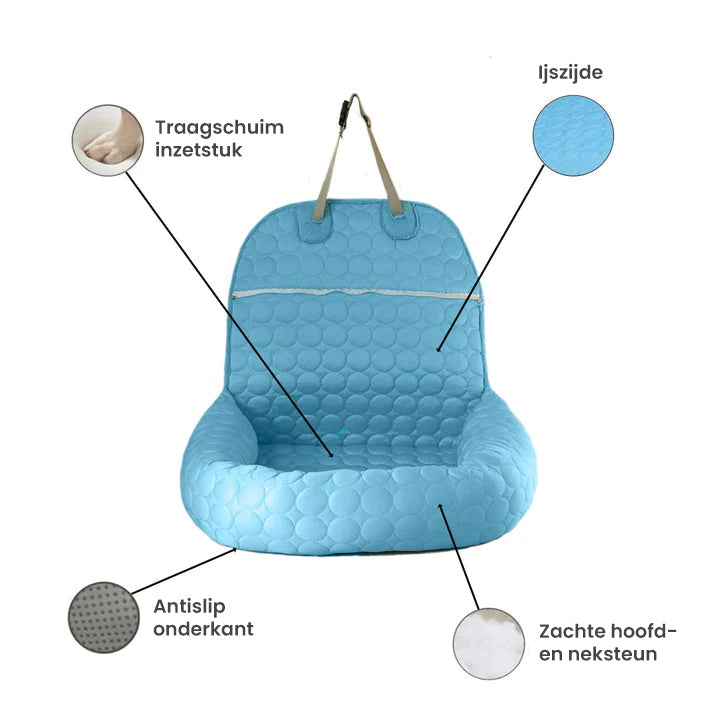 Koelend Autobed - PawsChill - IJszijden Hoes - Zomercomfort