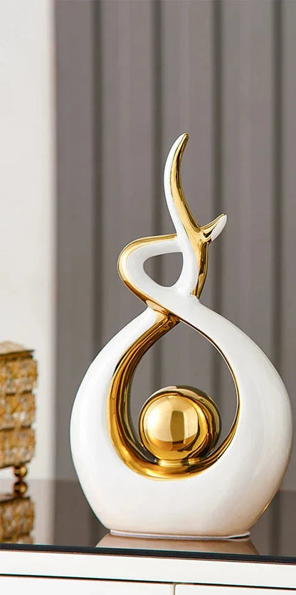 Kunst Sculptuur - LuxeForm - Abstract Ontwerp - Gouden Accenten