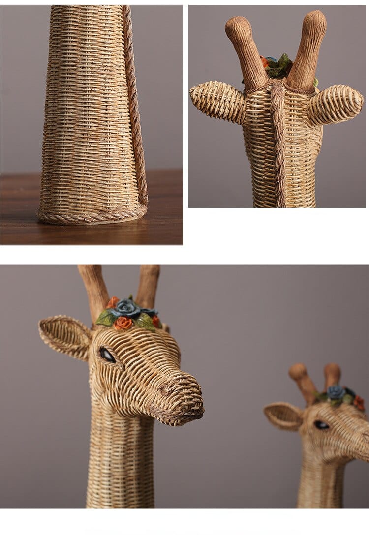 Giraffe Beeld - RattanCraft - Boho Decor - Uniek Accent