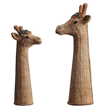 Giraffe Beeld - RattanCraft - Boho Decor - Uniek Accent