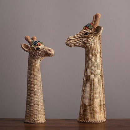 Giraffe Beeld - RattanCraft - Boho Decor - Uniek Accent