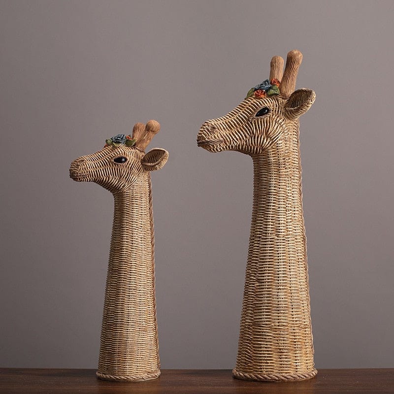 Giraffe Beeld - RattanCraft - Boho Decor - Uniek Accent