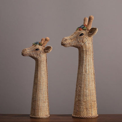 Giraffe Beeld - RattanCraft - Boho Decor - Uniek Accent