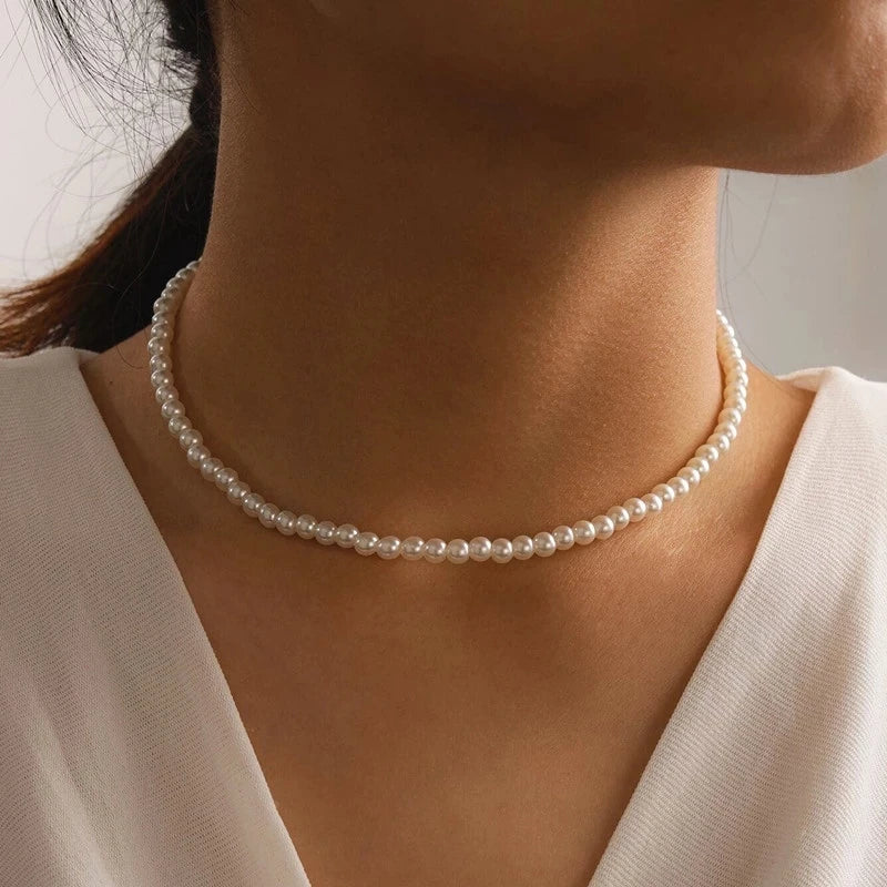Halsketting - PearlEssence - Imitatie Zoetwater - Elegante Ketting