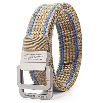 Canvas Riem - FlexiBelt - Dubbele Metalen Gesp - Gestreept Ontwerp