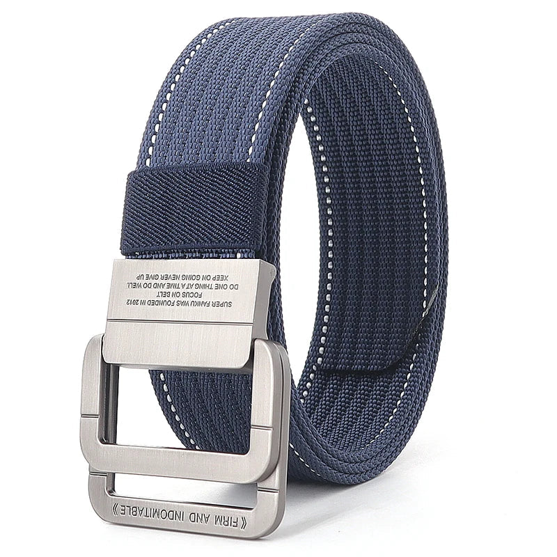 Canvas Riem - FlexiBelt - Dubbele Metalen Gesp - Gestreept Ontwerp
